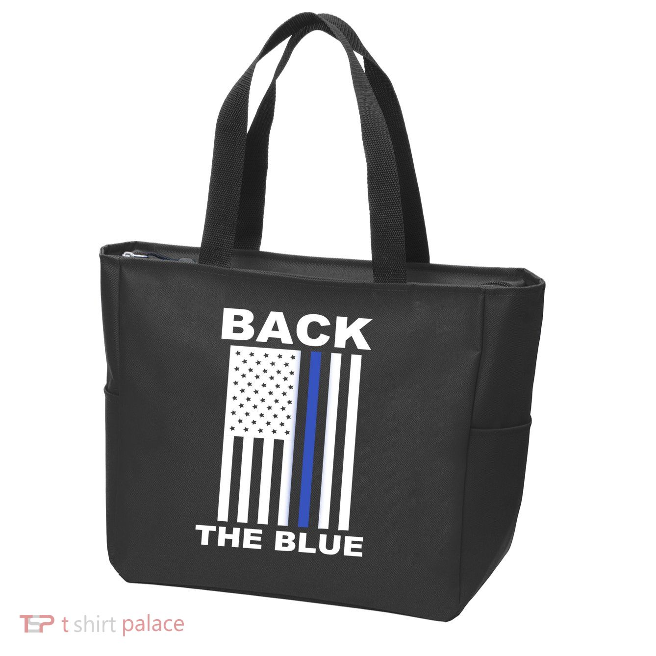 Back The Blue US Thin Line Support Cops Zip Tote Bag