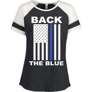 Back The Blue US Thin Line Support Cops Enza Ladies Jersey Colorblock Tee