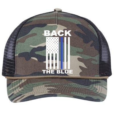 Back The Blue US Thin Line Support Cops Retro Rope Trucker Hat Cap