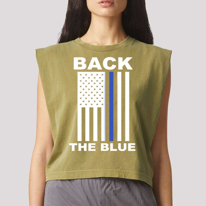 Back The Blue US Thin Line Support Cops Garment-Dyed Women's Muscle Tee