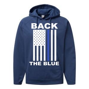 Back The Blue US Thin Line Support Cops Performance Fleece Hoodie