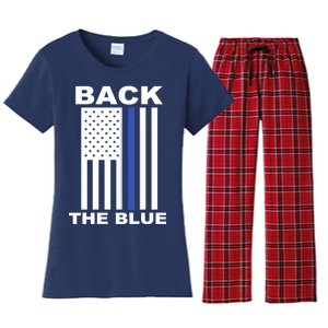 Back The Blue US Thin Line Support Cops Women's Flannel Pajama Set