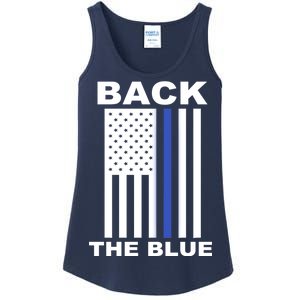 Back The Blue US Thin Line Support Cops Ladies Essential Tank