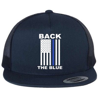 Back The Blue US Thin Line Support Cops Flat Bill Trucker Hat