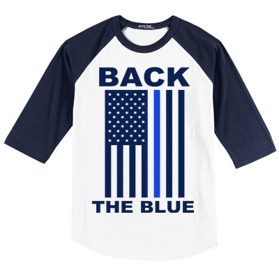 Back The Blue US Thin Line Support Cops Baseball Sleeve Shirt