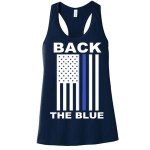 Back The Blue US Thin Line Support Cops Women's Racerback Tank