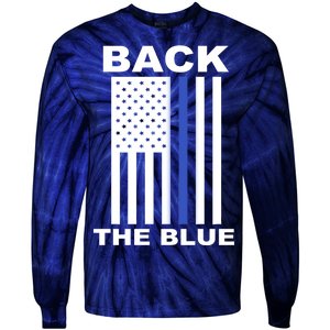 Back The Blue US Thin Line Support Cops Tie-Dye Long Sleeve Shirt