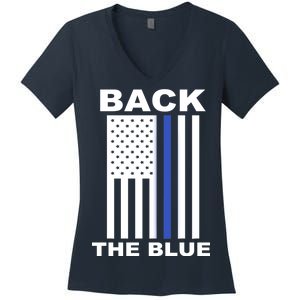 Back The Blue US Thin Line Support Cops Women's V-Neck T-Shirt