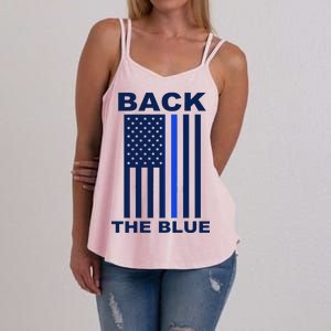 Back The Blue US Thin Line Support Cops Women's Strappy Tank