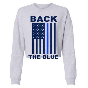 Back The Blue US Thin Line Support Cops Cropped Pullover Crew