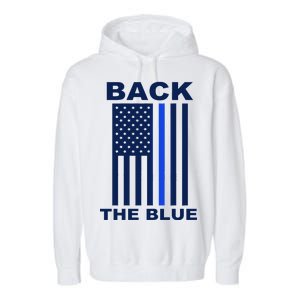 Back The Blue US Thin Line Support Cops Garment-Dyed Fleece Hoodie