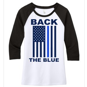 Back The Blue US Thin Line Support Cops Women's Tri-Blend 3/4-Sleeve Raglan Shirt