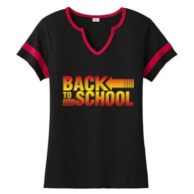 Back To School Parody Logo Ladies Halftime Notch Neck Tee