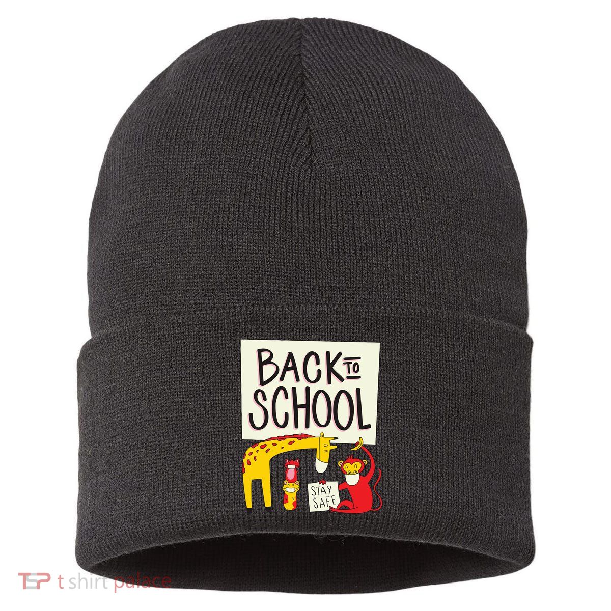 Back To School Stay Safe Animal Sustainable Knit Beanie