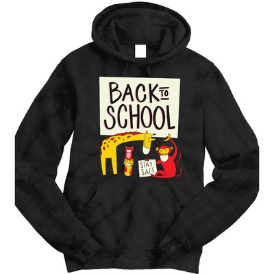 Back To School Stay Safe Animal Tie Dye Hoodie