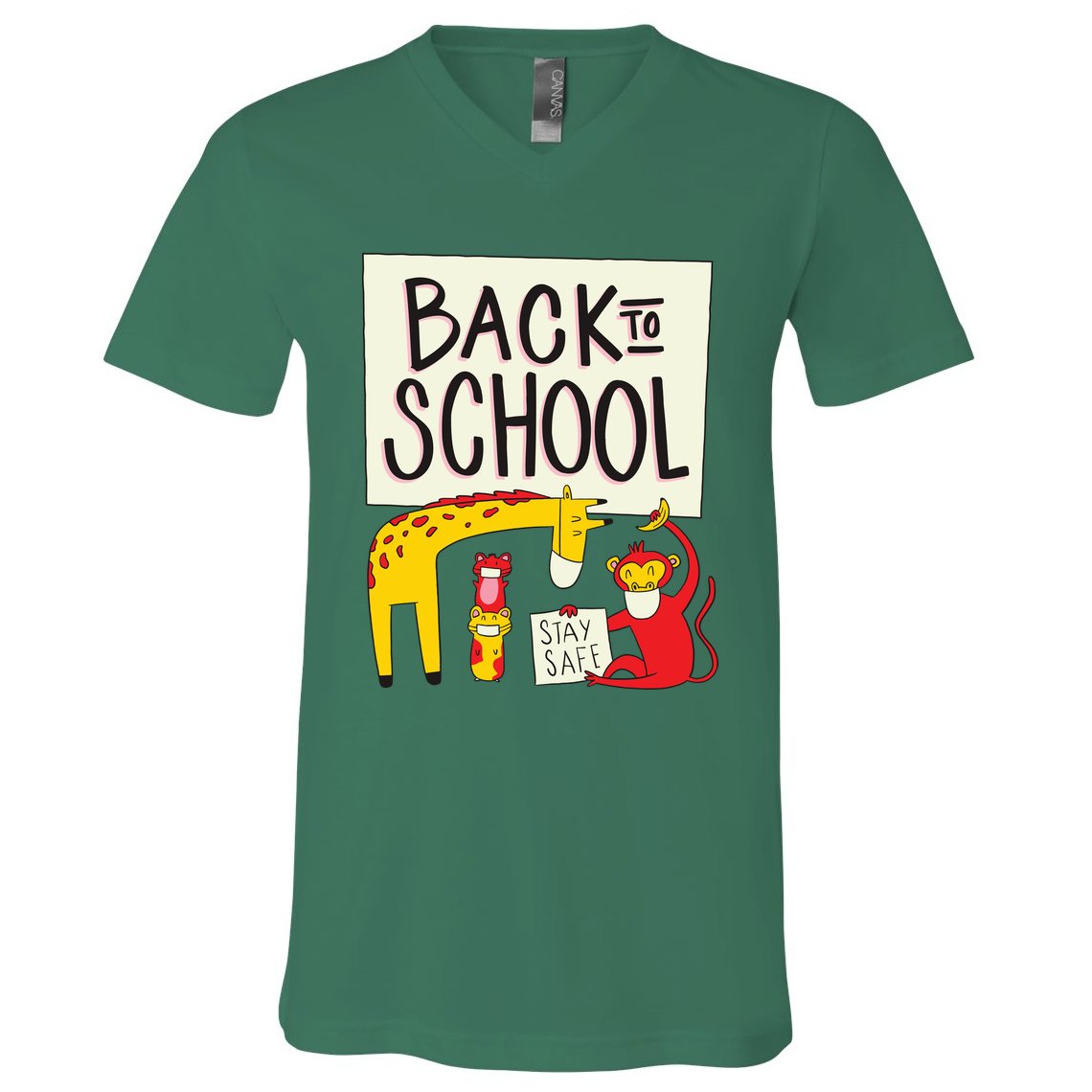 Back To School Stay Safe Animal V-Neck T-Shirt