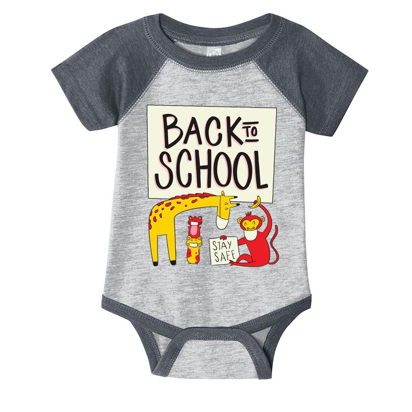 Back To School Stay Safe Animal Infant Baby Jersey Bodysuit