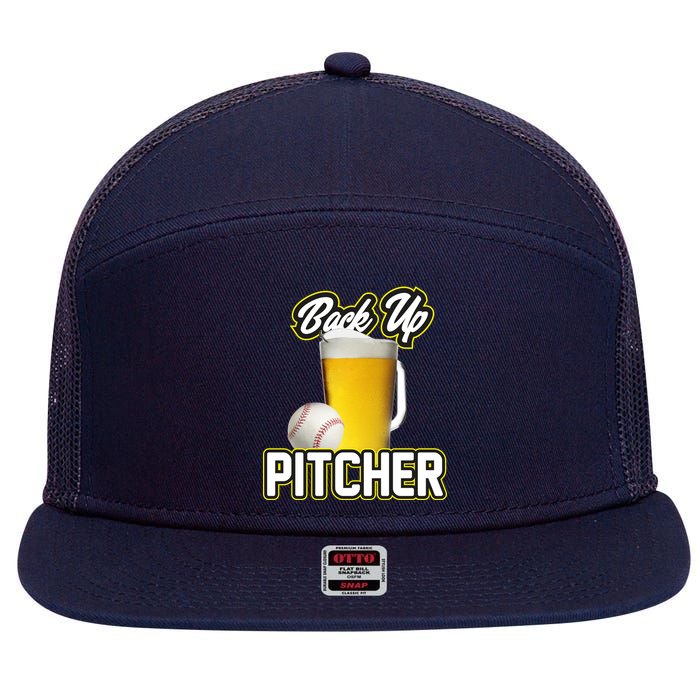 Back Up Pitcher 7 Panel Mesh Trucker Snapback Hat