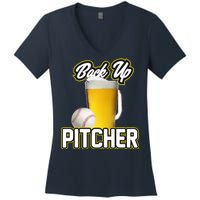 Back Up Pitcher Women's V-Neck T-Shirt