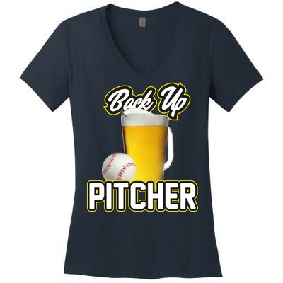 Back Up Pitcher Women's V-Neck T-Shirt