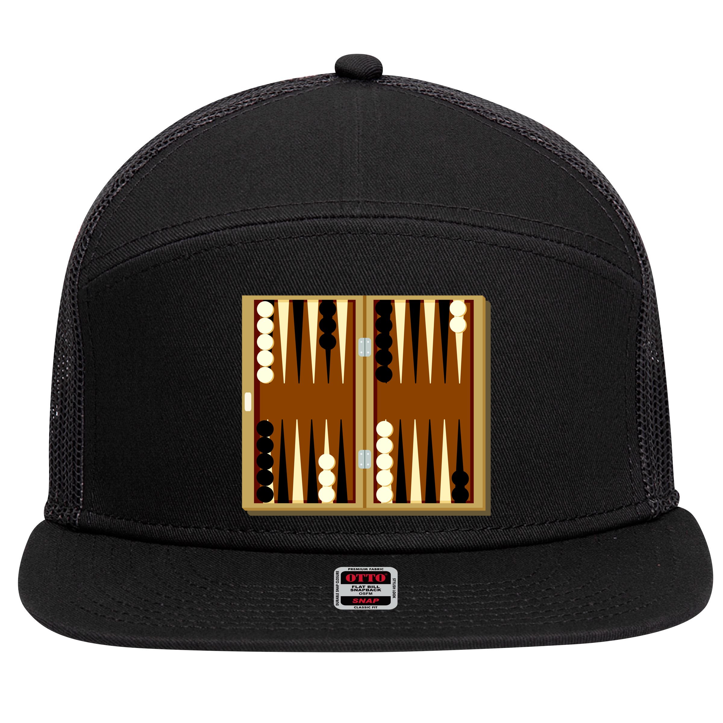 Backgammon 7 Panel Mesh Trucker Snapback Hat