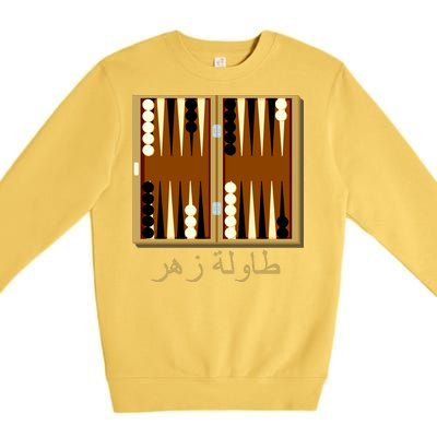 Backgammon Board In Arabic Premium Crewneck Sweatshirt