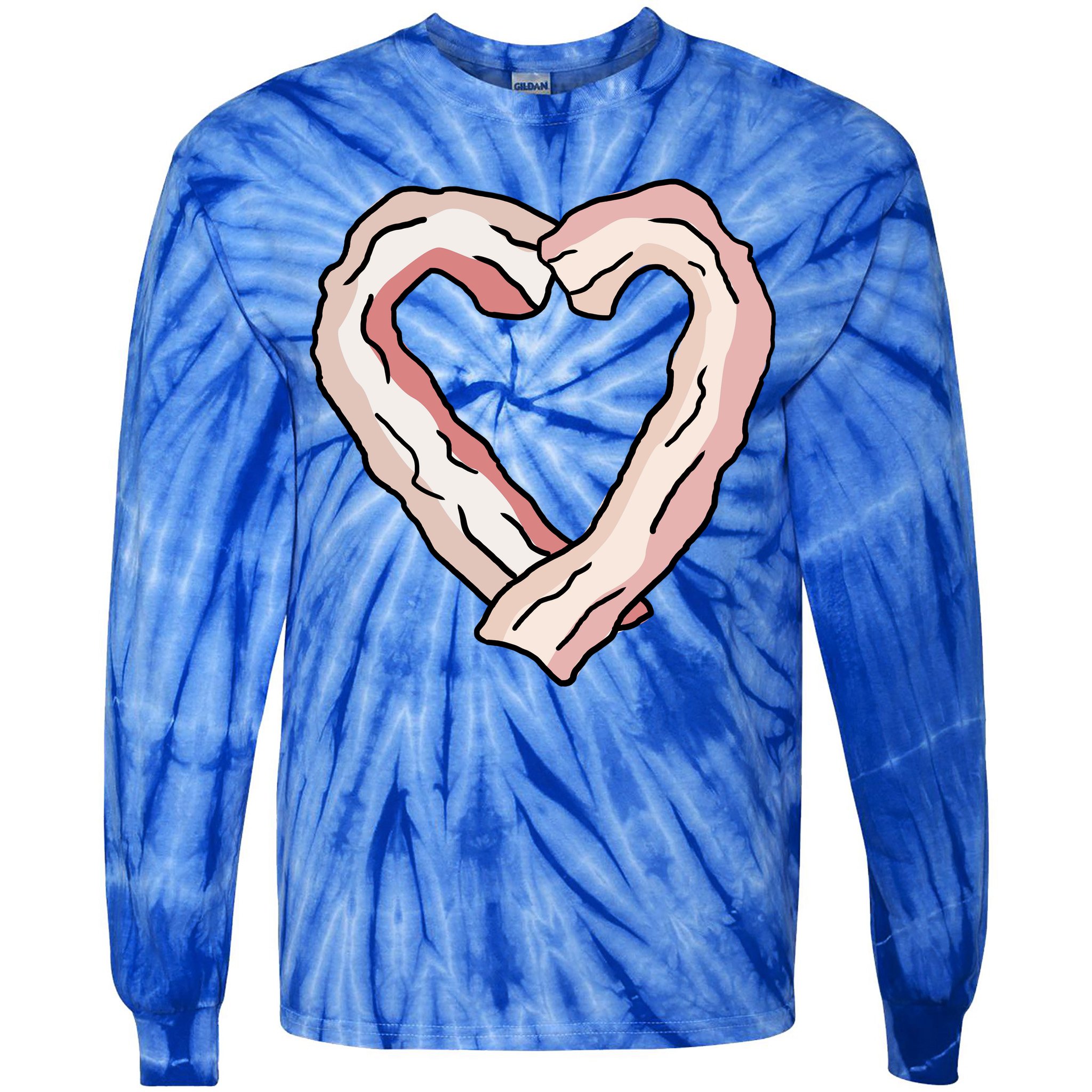 Bacon Heart Tie-Dye Long Sleeve Shirt