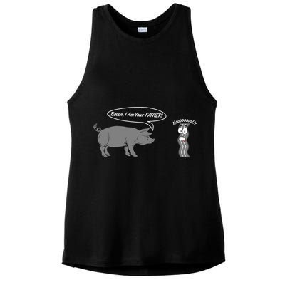 Bacon, I Am Your Father! No! Funny Pig Bacon Lover Ladies PosiCharge Tri-Blend Wicking Tank