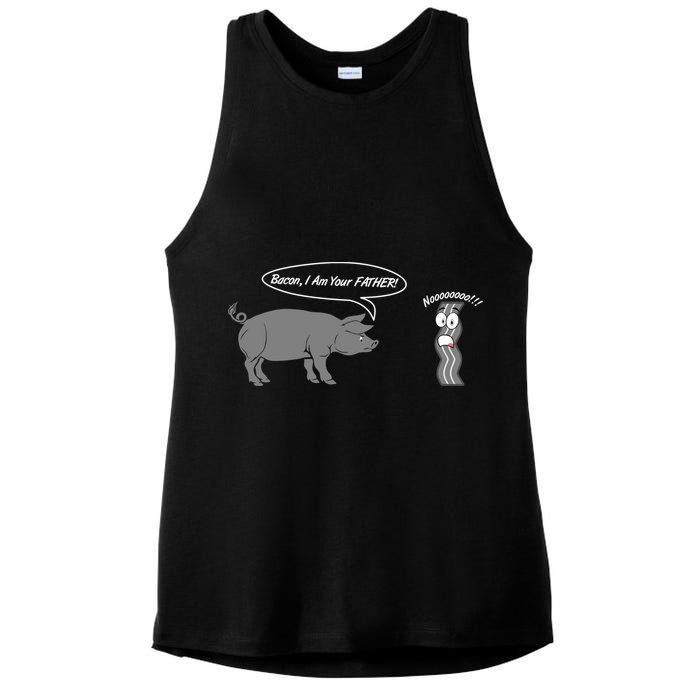 Bacon, I Am Your Father! No! Funny Pig Bacon Lover Ladies PosiCharge Tri-Blend Wicking Tank