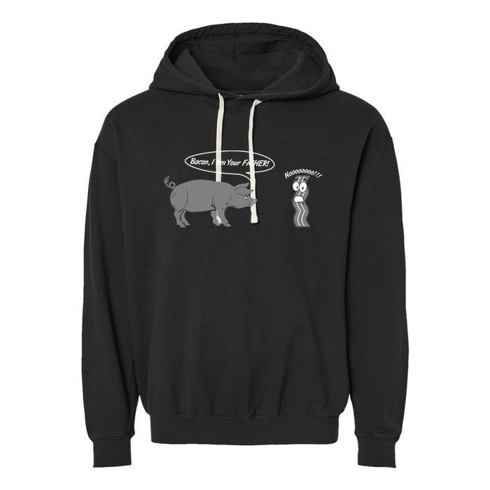 Bacon, I Am Your Father! No! Funny Pig Bacon Lover Garment-Dyed Fleece Hoodie