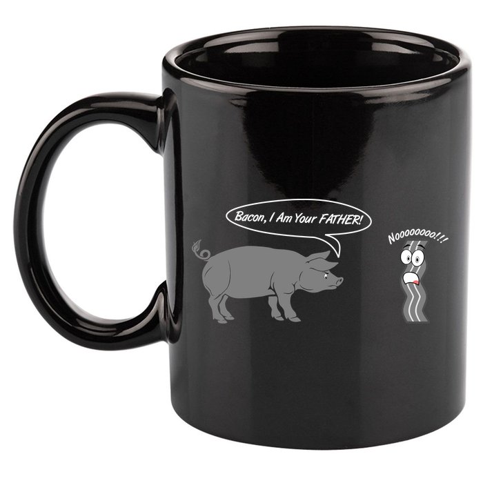Bacon, I Am Your Father! No! Funny Pig Bacon Lover 11oz C Handle Ceramic Mug