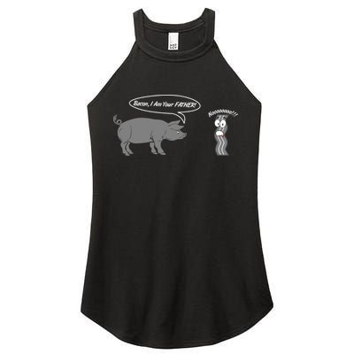Bacon, I Am Your Father! No! Funny Pig Bacon Lover Women's Perfect Tri Rocker Tank