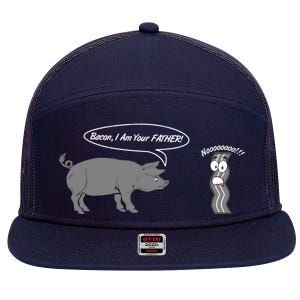 Bacon, I Am Your Father! No! Funny Pig Bacon Lover 7 Panel Mesh Trucker Snapback Hat