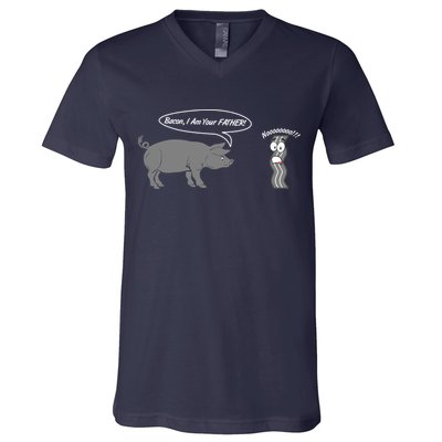 Bacon, I Am Your Father! No! Funny Pig Bacon Lover V-Neck T-Shirt