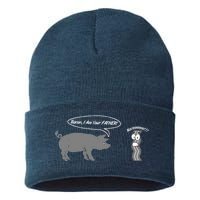 Bacon, I Am Your Father! No! Funny Pig Bacon Lover Sustainable Knit Beanie