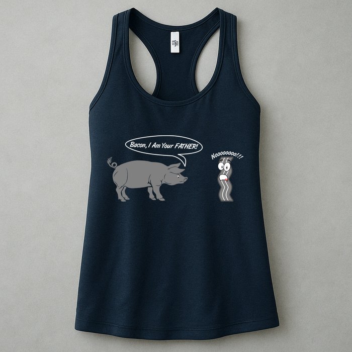 Bacon, I Am Your Father! No! Funny Pig Bacon Lover Womens Tank Top