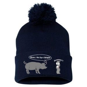 Bacon, I Am Your Father! No! Funny Pig Bacon Lover Pom Pom 12in Knit Beanie