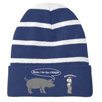 Bacon, I Am Your Father! No! Funny Pig Bacon Lover Striped Beanie with Solid Band