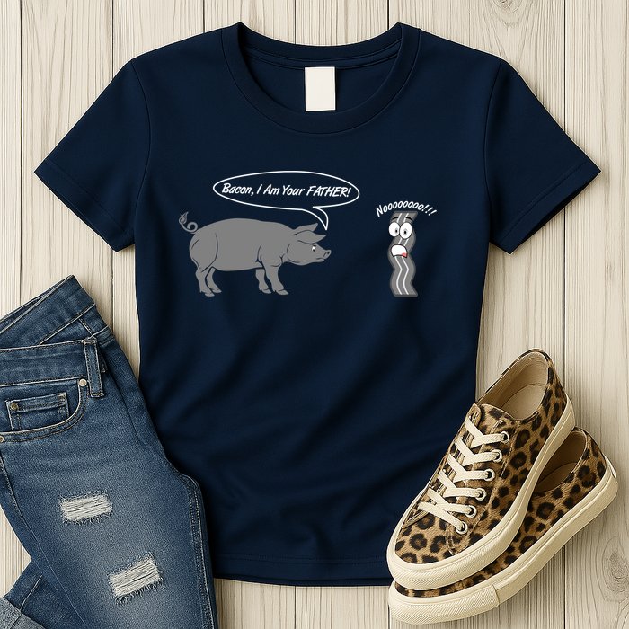 Bacon, I Am Your Father! No! Funny Pig Bacon Lover Womens T-Shirt