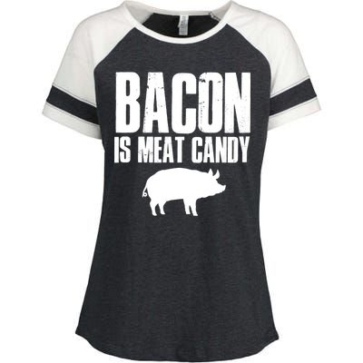 Bacon Is Meat Candy Enza Ladies Jersey Colorblock Tee