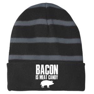 Bacon Is Meat Candy Striped Beanie with Solid Band