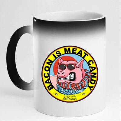 Bacon Is Meat Candy Pig Funny 11oz Black Color Changing Mug