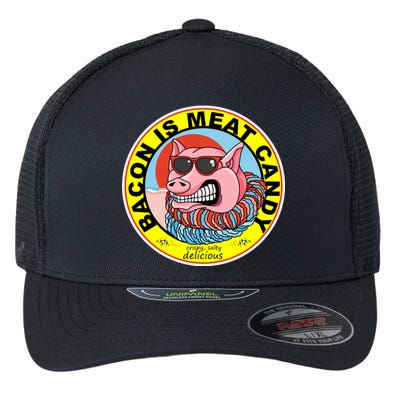 Bacon Is Meat Candy Pig Funny Flexfit Unipanel Trucker Cap