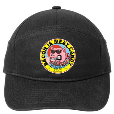 Bacon Is Meat Candy Pig Funny 7-Panel Snapback Hat