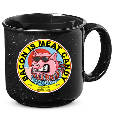 Bacon Is Meat Candy Pig Funny 15oz Campfire Ceramic Mug