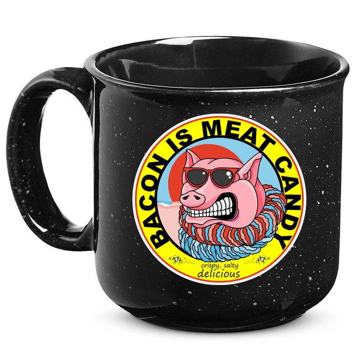 Bacon Is Meat Candy Pig Funny 15oz Campfire Ceramic Mug