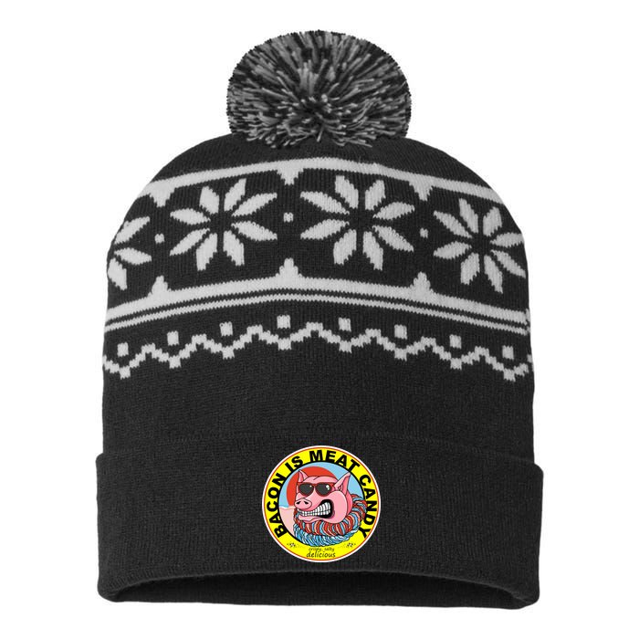 Bacon Is Meat Candy Pig Funny USA-Made Snowflake Beanie