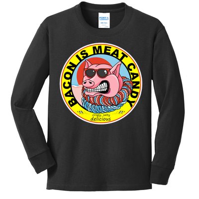 Bacon Is Meat Candy Pig Funny Kids Long Sleeve Shirt