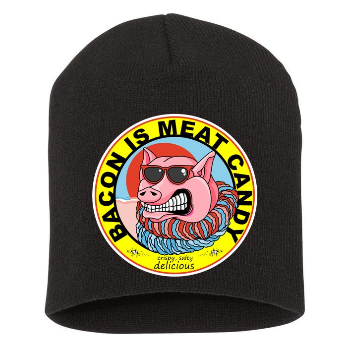 Bacon Is Meat Candy Pig Funny Short Acrylic Beanie