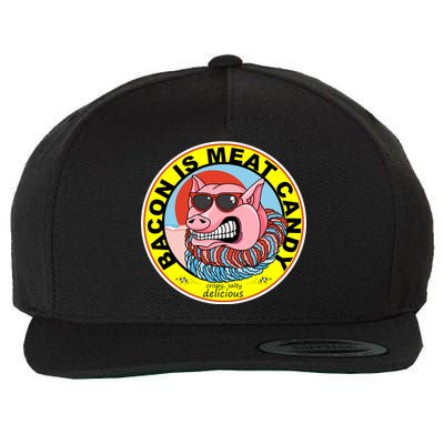 Bacon Is Meat Candy Pig Funny Wool Snapback Cap